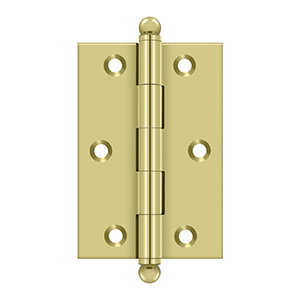 Solid Brass Cabinet  Hinge with Ball Tips by Deltana - 3" x 2" - Polished Brass - New York Hardware