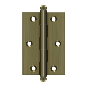 Solid Brass Cabinet  Hinge with Ball Tips by Deltana - 3" x 2" - Antique Brass - New York Hardware