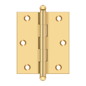 Solid Brass Cabinet  Hinge with Ball Tips by Deltana - 3" x 2-1/2" - PVD Polished Brass - New York Hardware