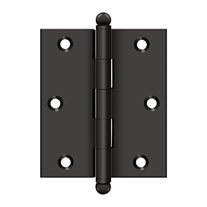 Solid Brass Cabinet  Hinge with Ball Tips by Deltana - 3" x 2-1/2" - Oil Rubbed Bronze - New York Hardware