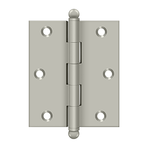 Solid Brass Cabinet  Hinge with Ball Tips by Deltana - 3" x 2-1/2" - Brushed Nickel - New York Hardware