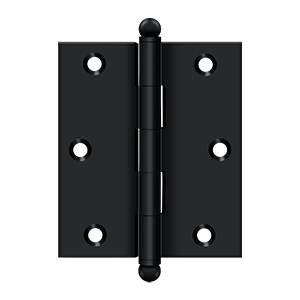 Solid Brass Cabinet  Hinge with Ball Tips by Deltana - 3" x 2-1/2" - Paint Black - New York Hardware