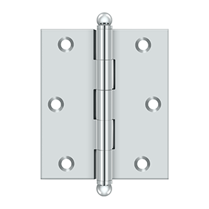 Solid Brass Cabinet  Hinge with Ball Tips by Deltana - 3" x 2-1/2" - Polished Chrome - New York Hardware