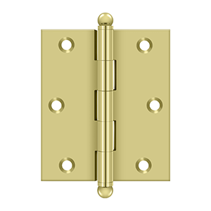 Solid Brass Cabinet  Hinge with Ball Tips by Deltana - 3" x 2-1/2" - Polished Brass - New York Hardware