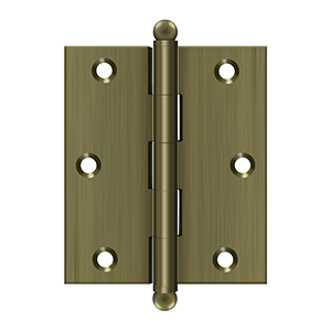 Solid Brass Cabinet  Hinge with Ball Tips by Deltana - 3" x 2-1/2" - Antique Brass - New York Hardware