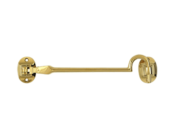 Cabin Hooks, British Style, 6" hook - PVD - Polished Brass - New York Hardware Online