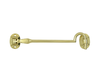 Cabin Hooks, British Style, 6" hook - Polished Brass - New York Hardware Online