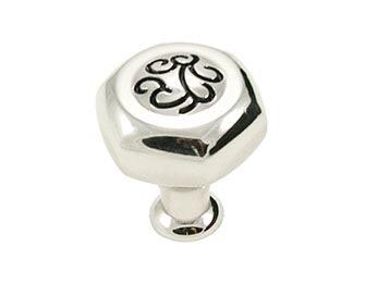 Palermo Hexagon Knob 1 1/4" (32mm) - Polished Nickel with Black - New York Hardware Online