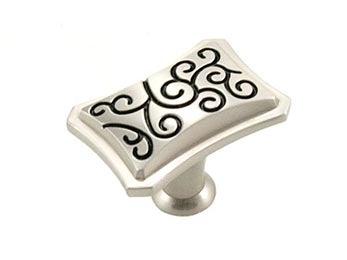 Palermo Octagon Knob 1 5/8" (41mm) - Satin Nickel (Pewter) with Black - New York Hardware Online