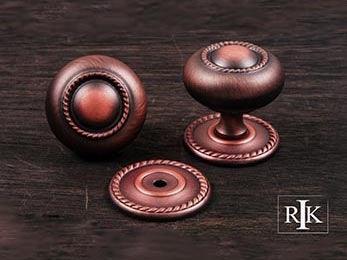 Rope Knob with Detachable Back Plate 1 1/2" (38mm) - Distressed Copper - New York Hardware