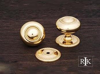 Rope Knob with Detachable Back Plate 1 1/2" (38mm) - Polished Brass - New York Hardware