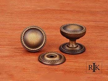 Flat Rope Knob with Detachable Back Plate 1 1/4" (32mm) - Antique English - New York Hardware Online