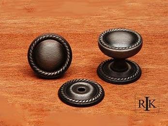 Flat Rope Knob with Detachable Back Plate 1 1/4" (32mm) - Distressed Nickel - New York Hardware Online