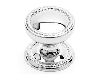 Flat Rope Knob with Detachable Back Plate 1 1/4" (32mm) - Polished Nickel - New York Hardware Online