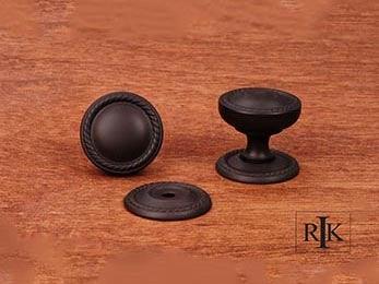Flat Rope Knob with Detachable Back Plate 1 1/4" (32mm) - Oil Rubbed Bronze - New York Hardware Online