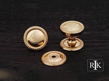 Flat Rope Knob with Detachable Back Plate 1 1/4" (32mm) - Polished Brass - New York Hardware Online