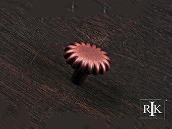 Lines @ End Knob 1 3/16" (30mm) - Distressed Copper - New York Hardware Online
