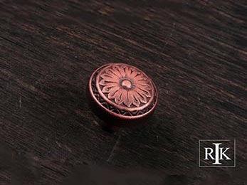 Flowery Ornate Knob 1 1/4" (32mm) - Distressed Copper - New York Hardware Online