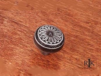 Flowery Ornate Knob 1 1/4" (32mm) - Distressed Nickel - New York Hardware Online