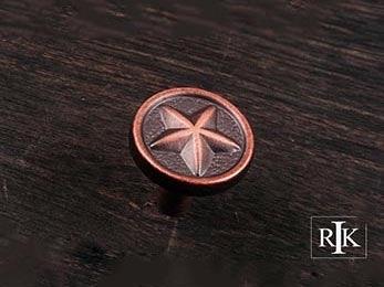 Rugged Texas Star Knob  1 1/4" (32mm) - Distressed Copper - New York Hardware