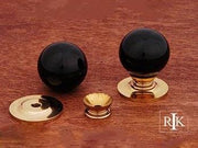 Black Porcelain Brass Knob 1 1/4" (32mm) - Polished Brass - New York Hardware Online