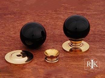 Black Porcelain Brass Knob 1 1/4" (32mm) - Polished Brass - New York Hardware Online