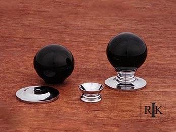Black Porcelain Chrome Knob 1 1/4" (32mm) - Chrome - New York Hardware Online