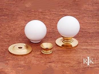 White Porcelain Brass Knob 1 1/4" (32mm) - Polished Brass - New York Hardware