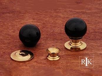 Black Porcelain Brass Knob 1" (25mm) - Polished Brass - New York Hardware Online
