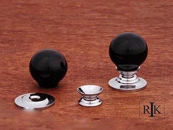 Black Porcelain Chrome Knob 1" (25mm) - Chrome - New York Hardware Online