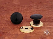Black Flat Porcelain Brass Ring Knob 1 1/4" (32mm) - Polished Brass - New York Hardware Online