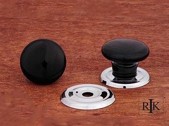 Black Flat Porcelain Chrome Ring Knob 1 1/4" (32mm) - Chrome - New York Hardware Online