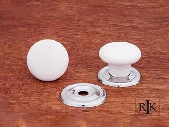 White Flat Porcelain Chrome Ring Knob 1 1/4" (32mm) - Chrome - New York Hardware
