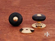 Black Porcelain Knob with Brass Tip 1 1/4" (32mm) - Polished Brass - New York Hardware Online
