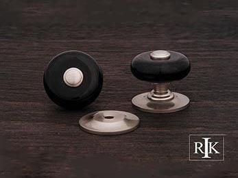 Black Porcelain Knob with Pewter Tip 1 1/4" (32mm) - Pewter - New York Hardware Online