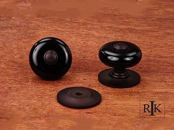 Black Porcelain Knob with Oil Rubbed Bronze Tip 1 1/4" (32mm) - Oil Rubbed Bronze - New York Hardware Online