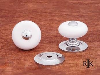 White Porcelain Knob with Chrome Tip 1 1/4" (32mm) - Chrome - New York Hardware