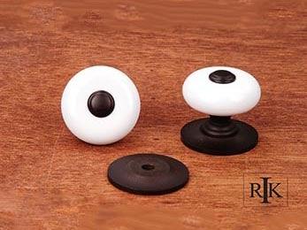 White Porcelain Knob with Oil Rubbed Tip 1 1/4" (32mm) - Oil Rubbed Bronze - New York Hardware