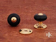 Black Porcelain Knob with Brass Tip 1" (25mm) - Polished Brass - New York Hardware Online