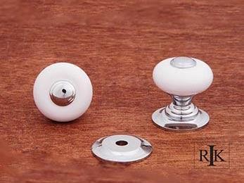 White Porcelain Knob with Chrome Tip 1" (25mm) - Chrome - New York Hardware