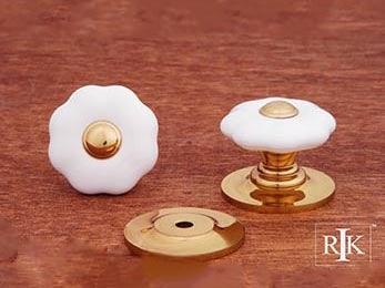 Flowery Porcelain Knob with Brass Tip 1 1/4" (32mm) - Polished Brass - New York Hardware Online