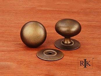 Plain Knob with Detachable Back Plate 1 1/2" (38mm) - Antique English - New York Hardware Online