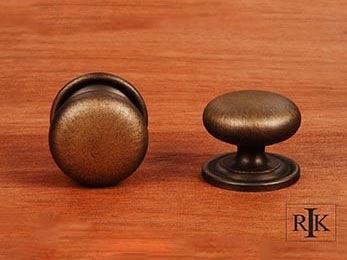 Solid Plain Knob with Backplate  1 1/2" (38mm) - Antique English - New York Hardware