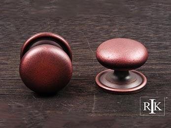 Solid Plain Knob with Backplate  1 1/2" (38mm) - Distressed Copper - New York Hardware