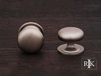 Solid Plain Knob with Backplate  1 1/2" (38mm) - Pewter - New York Hardware