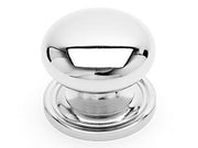 Solid Plain Knob with Backplate  1 1/2" (38mm) - Polished Nickel - New York Hardware