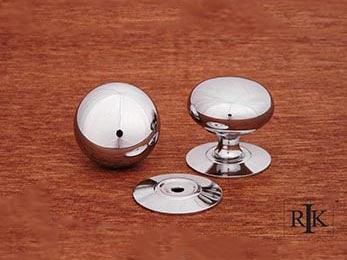 Plain Knob with Detachable Back Plate 1 1/2" (38mm) - Chrome - New York Hardware Online