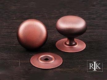 Plain Knob with Detachable Back Plate 1 1/2" (38mm) - Distressed Copper - New York Hardware Online