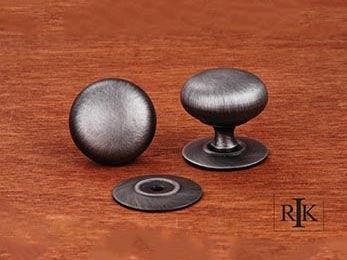 Plain Knob with Detachable Back Plate 1 1/2" (38mm) - Distressed Nickel - New York Hardware Online