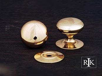 Plain Knob with Detachable Back Plate 1 1/2" (38mm) - Polished Brass - New York Hardware Online